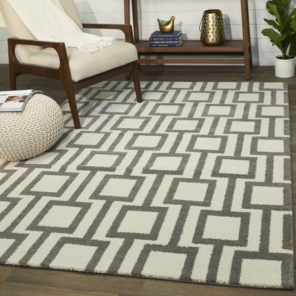 Corrigan Studio® Palomino Geometric Gray/White Area Rug Wayfair